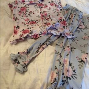 Laura Ashley Pink and Blue Floral Kids Pajama Set